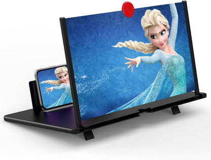 Mobile Phone Magnifier Screen, 3D HD Magnifying Projector Screen Enlarger for Movies, Videos and Gaming, Foldable Phone Stand with Screen Amplifier, Compatible with All Smartphones