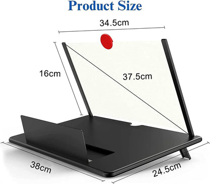 Mobile Phone Magnifier Screen, 3D HD Magnifying Projector Screen Enlarger for Movies, Videos and Gaming, Foldable Phone Stand with Screen Amplifier, Compatible with All Smartphones