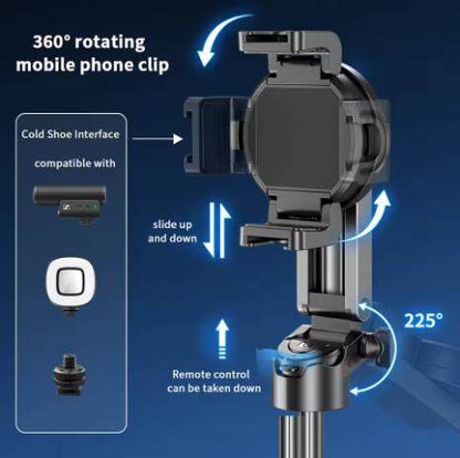 ✨Magsafe Tripod Stand for iPhone Portable Pocket Size Selfie Stick with Rechargeable Remote and Metal RingCompatible with Android