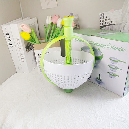 🥗Rotating Drain Basket Salad Tools Household Vegetable And Fruit Salad Rotating Wash Dehydrating Drain Basket Kitchen Tools
