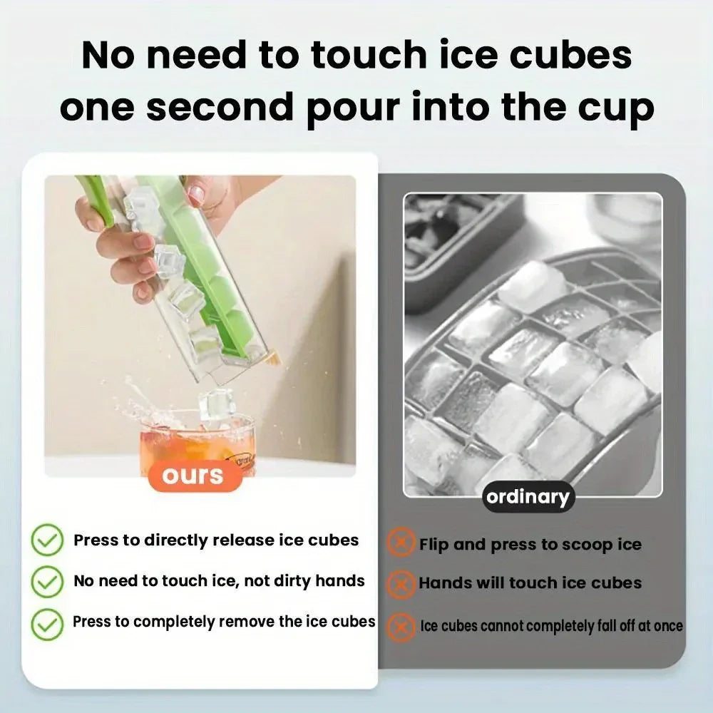 🧊One-handed press six-grid ice cube mold