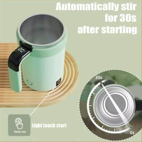 ✨380ML Smart Temperature Measurement Magnetic Automatic Stirring Cup, Electric Portable Coffee Cup, Suitable as a Holiday Gift